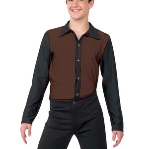 A Wish Come True Brown and Black Long Sleeve Button-Up Shirt 17660